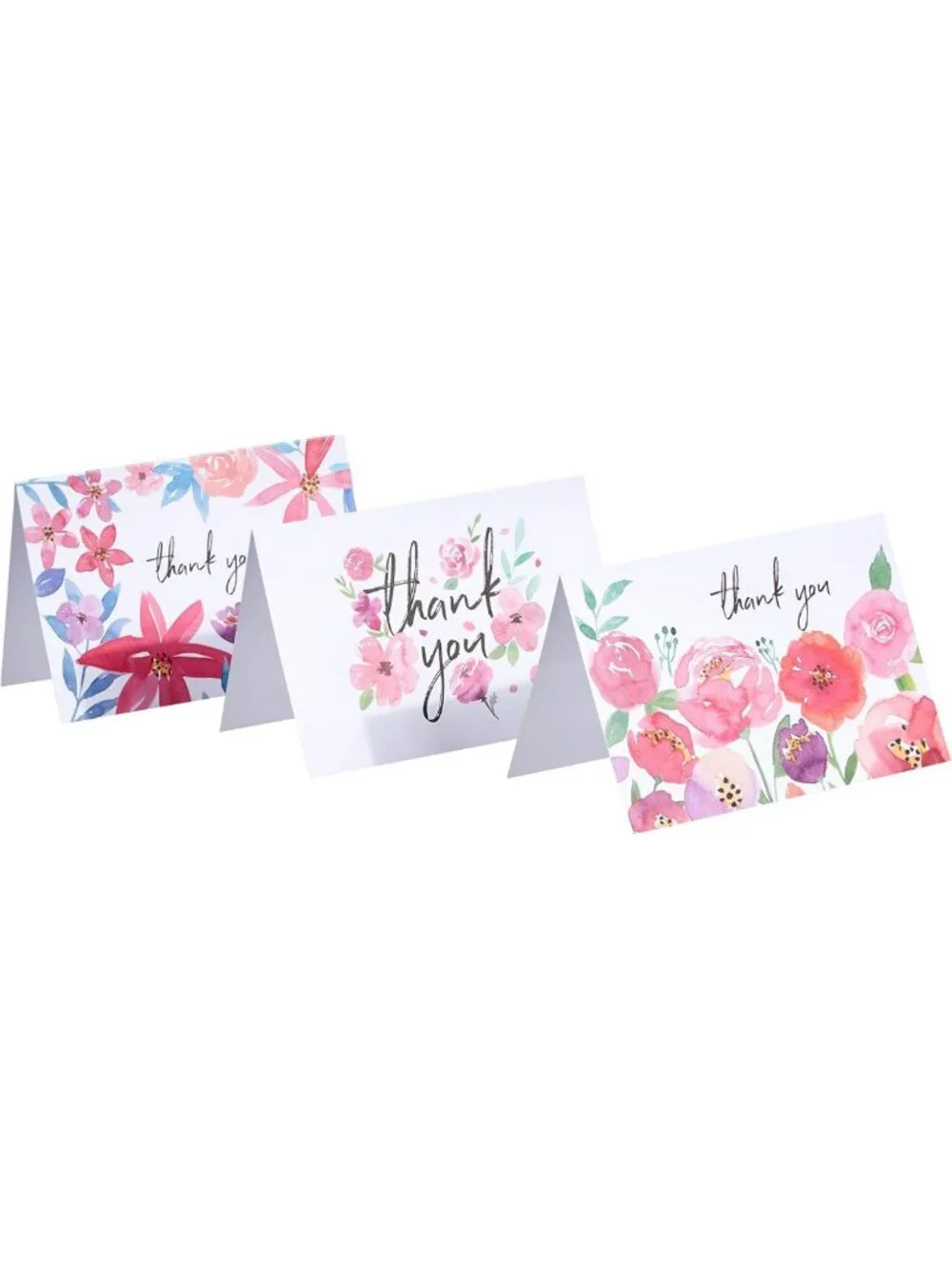 Floral Thank You Cards & Envelopes Set, Assorted Designs, 48 Count Pack